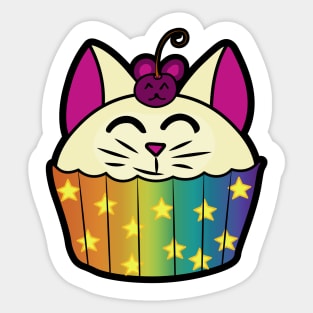 Catcake With Mouse-Cherry - Rainbow Sticker